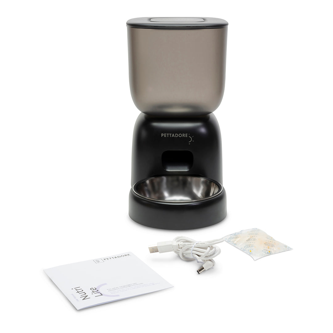 Pettadore - Nutri Lite - Voerautomaat kat - Zwart - Automatische voerbak kat - Verpakkingsinhoud