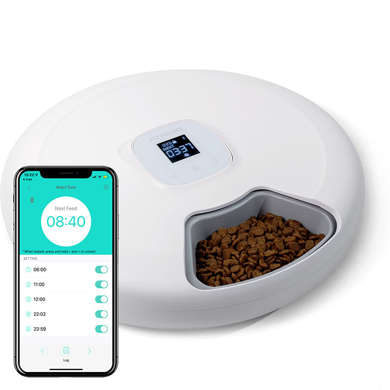 Pettadore Nutri Turn - Draai voerautomaat - Voerbak Automatisch draaiend - Voerautomaat droog en natvoer met App voor Kat